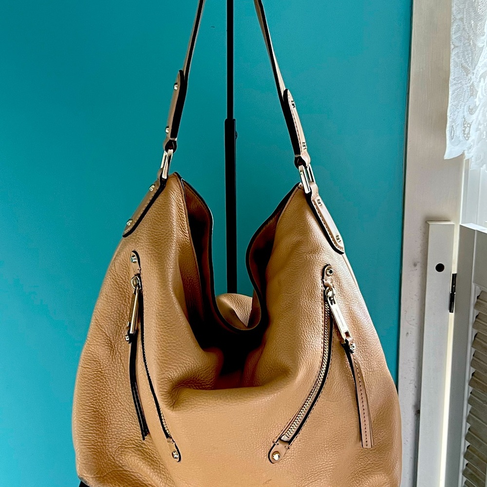 MICHAEL KORS Authentic Tan Pebbled Leather Single Strap Hobo Handbag